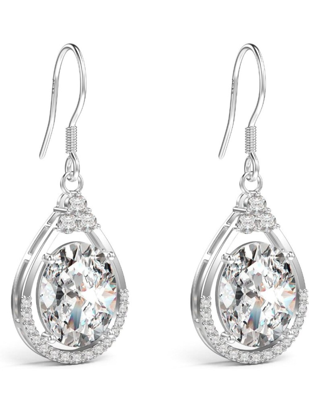 Oval Cut Cubic Zirconia Drop Dangle Earrings for Women Mom